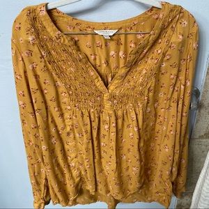 Yellow Lucky Brand long sleeve top Size XL